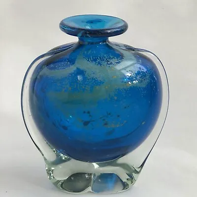 Buy  Mdina Art Glass Side Stripe Button Top Sea And Sand Vase • 20£
