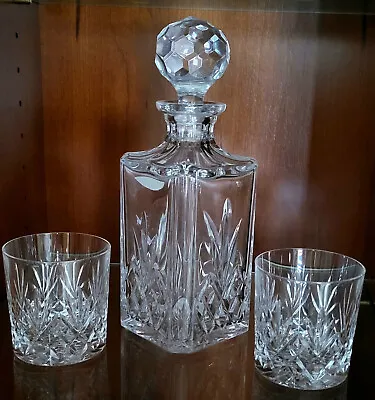 Buy Edinburgh Crystal Tay Square Decanter With Stopper, And 2 Whisky Glasses • 100£