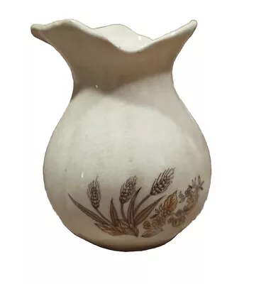 Buy Interpur Glazed Fluted Rim Vase Pottery-Taiwan-Wheat Design-Vtg • 17.14£
