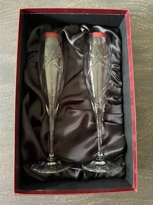 Buy Royal Brierley Crystal Champagne Flutes Newbury Pair Boxed 24% Lead Crystal • 30£