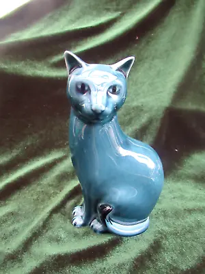Buy Poole Pottery Blue Cat - Vintage 1980s Cat Figurine 16cms Siamese Cat ? • 28£