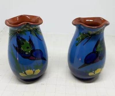 Buy Longpark Torquay 4.5  Kingfisher Vases Matched Pair Vintage • 8.99£
