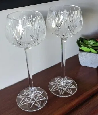 Buy Pair Tyrone Crystal Hock Glasses, Shannon Pattern, Cut Glass **VGC** H  21 Cms • 34£