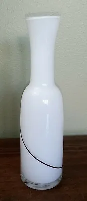 Buy Vintage, Milk Glass With Black Line Detail, Hand Blown Glass Vase  • 5.95£