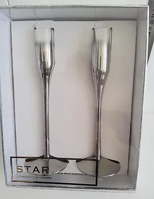 Buy Star By Julien Macdonald 2 Candlestick Holders Silver Coloured Glass Boxed • 9.99£