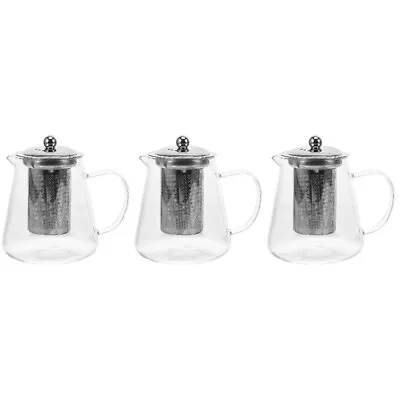 Buy  Set 3 Glass Teapot Stainless Steel Office Steeping Pitcher Infuser • 52.30£