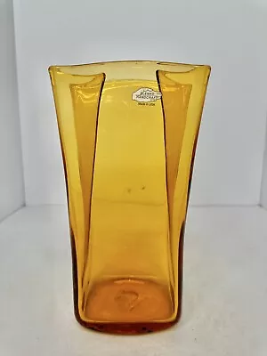 Buy Vintage Blenko Glass 8813 Amber Paperbag Vase 8.5” Absolutely Stunning • 57£