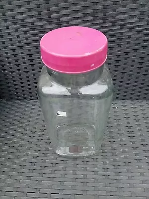Buy Vintage Glass Sweet Shop Jar With Pink Plastic Lid 31 Cm • 9.99£