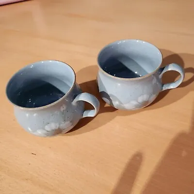 Buy Vintage DENBY Blue Dawn Cups X 2 Handcrafted Fine Stoneware Made In England VGC • 9.95£
