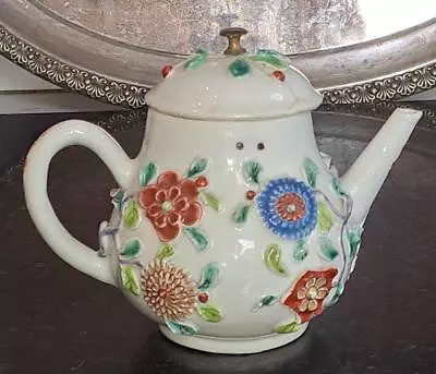 Buy Rare Chinese Yongzheng Period Porcelain Teapot With Applied Flowers C 1723-35 • 279.99£