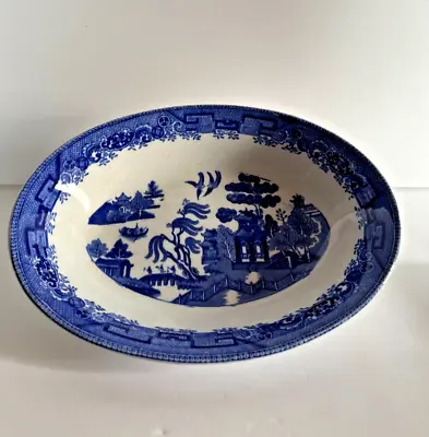Buy Vintage Blue Willow Transferware 10 Inch Oval Serving Bowl Ye Olde Willow 1925 • 33.57£