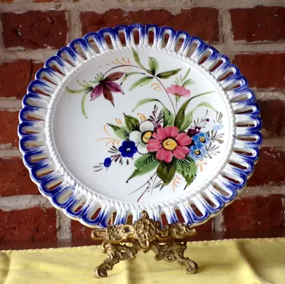 Buy Decorative Italian Ceramic Wall Plate Bassano Hand Painted Spring Floral Vintage • 20£