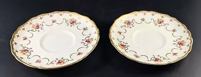 Buy Pair Cauldon China Vintage Saucers Gold And Floral Design  • 7.72£