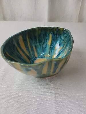 Buy Equinton Signed Pottery Bowl Drip Glaze Green Blue Turquoise Teal Beige Medium • 65.46£