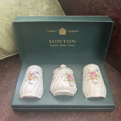 Buy Minton Bone China - Marlow - Cruet Set Salt, Pepper & Lidded Mustard Pot - Boxed • 19.99£