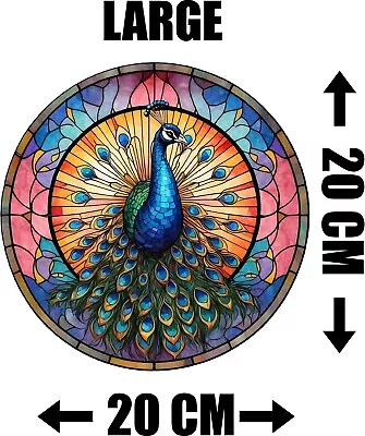 Buy Peacock Decorative Stained Glass Effect Static Cling Window Sticker Gift • 9.99£