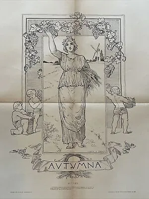 Buy 1888 Large Autumn Louis Rhead Antique Art Print Grapes Harvest Woman • 24.63£