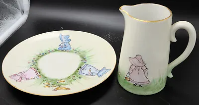 Buy Antique Limoges B&C France Hand Painted Porcelain Child's Plate And Pitcher • 28.04£
