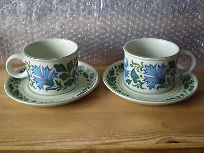 Buy Matching Pair Of 'midwinter' Cups & Saucers ~ Floral Pattern • 8£