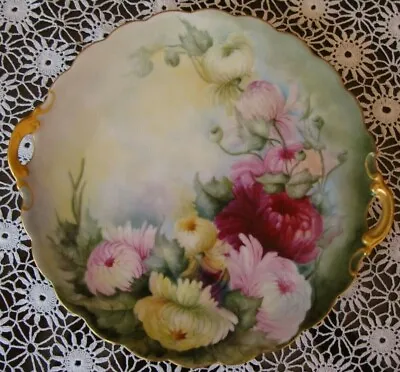 Buy Antique Hand Painted Unmarked Limoges Cake Plate Serving Tray, Floral & Gold 10  • 75.76£