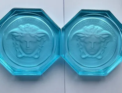 Buy Rosenthal Versace 2 Light Blue Glass Coaster Boxed Brand New Color Just Released • 64.45£