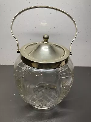 Buy Vintage Cut  Glass Silver Plated Biscuit Barrel Sweet Jar GF.B England EPNS • 14.99£