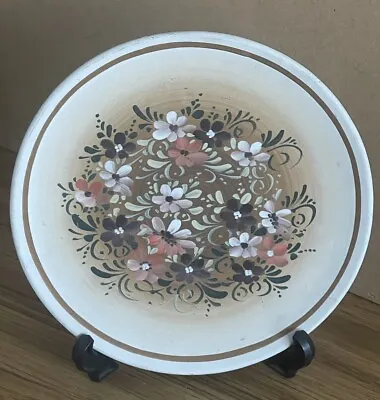 Buy Signed Hand Painted Wall Plate Floral Plaque Portuguese 7.5” • 10.81£