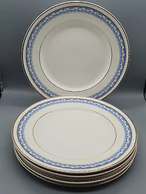 Buy Portland Pottery (Cobridge) Blue Band Scroll Five Dessert Plates 1954 • 17£