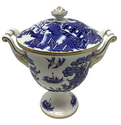 Buy Vintage Coalport Willow Pattern Vase Urn Double Handled Lidded & Footed China 7  • 69.99£