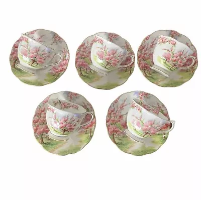 Buy Royal Albert England Fine China Blossom Time Cups And Saucers  X 5 • 79.99£