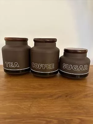 Buy Large Vintage Hornsea Lancaster Tea Coffee Sugar Brown Storage Jars Contrast 70s • 39.99£