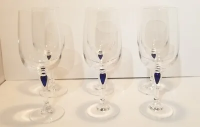Buy Courvoisier Cobalt Blue Teardrop Stem Crystal Glasses 6.5  Etched Bottom • 57.41£