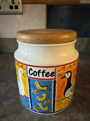 Buy FARMYARD By Jane Brookshaw DUNOON Stoneware Coffee Storage Jar Multicoloured • 4.99£