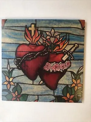 Buy Hanging Ceramic Tile Decorative Art  Vintage Stained Glass Sacred Heart • 20£