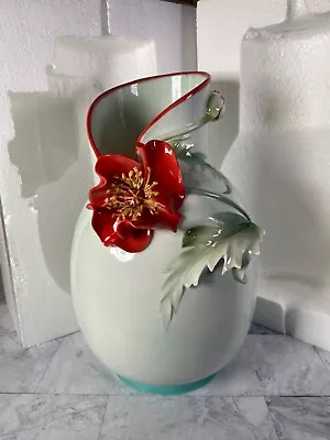 Buy Franz Porcelain Red Poppy Flower Vase FZ01047 + Box • 144.10£