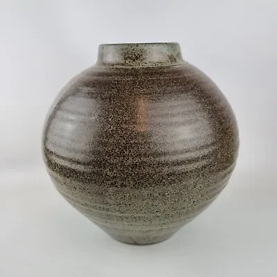 Buy Large Made In Cley Studio Pottery Bulbous Vase Speckled Glaze 32cm High • 195£