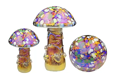 Buy Neo Art Glass Handmade Multi Iridescent Mushroom Paperweight Glassware Ornament • 29.99£