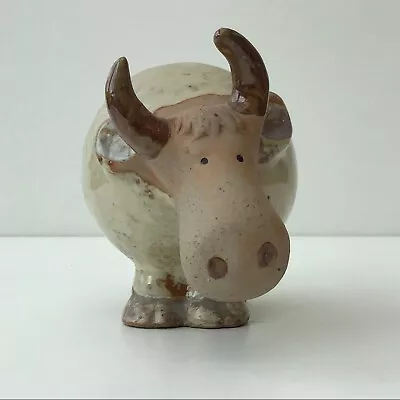 Buy Glazed Studio Pottery Cow Bull Figurine Neutral Oatmeal Decor Part Unglazed • 19.99£