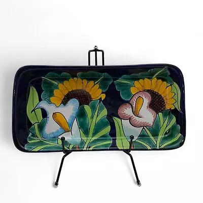 Buy Talavera Mexican Pottery Sunflower Calla Lily Relish Appetizer Tray Lead Free  • 20.82£