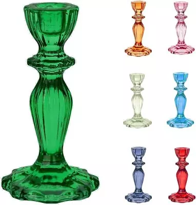 Buy Talking Tables Green Glass Candlestick Holder | Decorative Taper Candle Stand,  • 18.45£