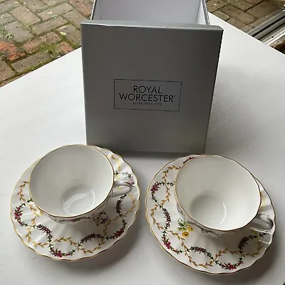 Buy New Royal Worcester Two Foxglove Cup And Saucer Set Boxed • 18£