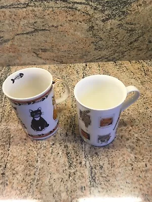 Buy Pair New Quality  Fine Bone China Mugs Cats Designed In UK Tall  Unused Gift • 4£