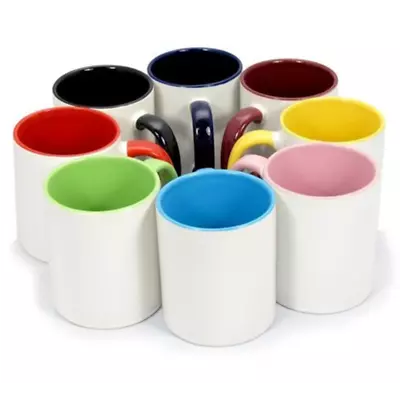 Buy Printed Bulk LOGO Coffee Mugs Colour Inside & Handle Branded Personalised Mug • 7.99£
