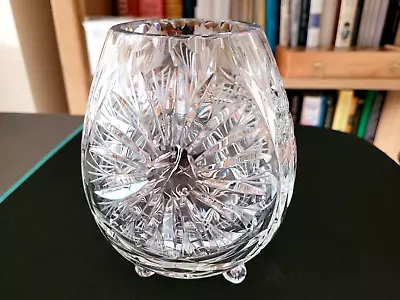 Buy Attractive  Vintage Cut Glass Ovoid Footed Vase/Rose Bowl. Perfect Condition. • 5.99£