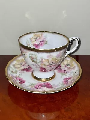 Buy Vintage ROYAL TUSCAN Gold-Trim Flower Bouquet Porcelain Tea Cup Plate Set  • 16.78£