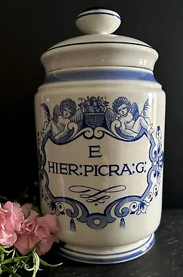 Buy Vintage Dutch Delft Pottery Apothecary Jar  Hier Picra Blue & White Aloe Canella • 58£