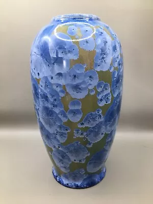 Buy Contemporary John Hewitt Millrise Pottery Blue & Sage Crystalline Baluster Vase • 19.95£