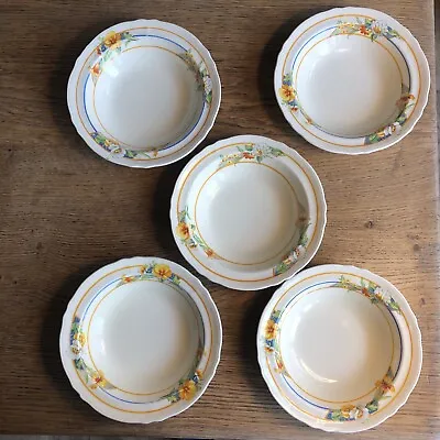 Buy Grindley Cream Petal 5 Vintage Bowl Set With Serving Bowl Floral Pansy Pattern • 30£