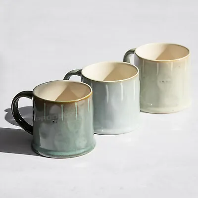 Buy Set Of 2 Reactive Glaze Stoneware Coffee Mugs Large 400ml Heavy Ceramic Tea Cups • 15.80£