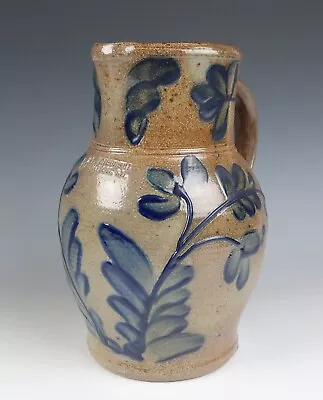 Buy Diebboll Stoneware 9  Salt Glazed Pitcher Blue Floral Michigan Pottery Jug MI • 137.57£